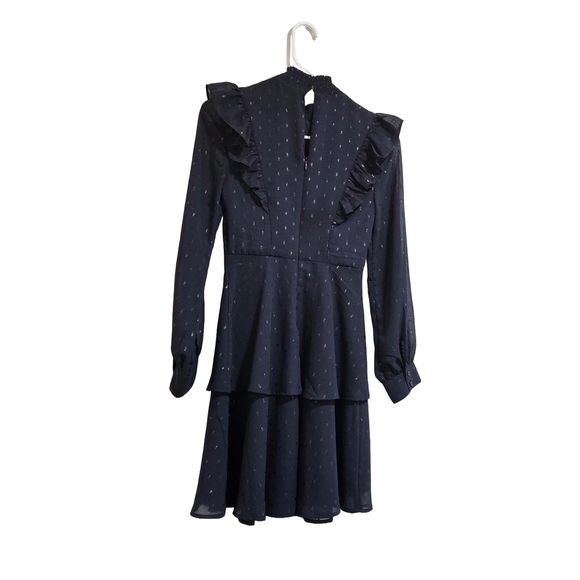Express Blue A-Line Puff Sleeve Dress - Picture 8 of 9